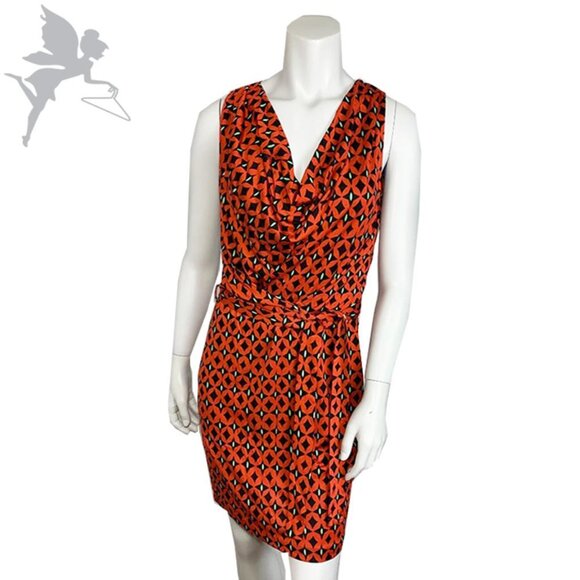 DIANE VON FURSTENBERG Keesa Silk Jersey Cowl Neck Sleeveless Fau Wrap Dress - Picture 2 of 10